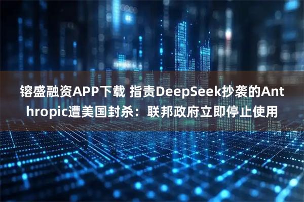 镕盛融资APP下载 指责DeepSeek抄袭的Anthropic遭美国封杀：联邦政府立即停止使用